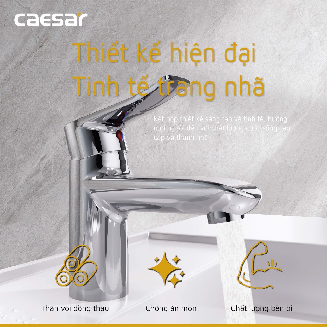 [Caesar] Vòi Lavabo, vòi rửa mặt nóng lạnh CAESAR B490CU