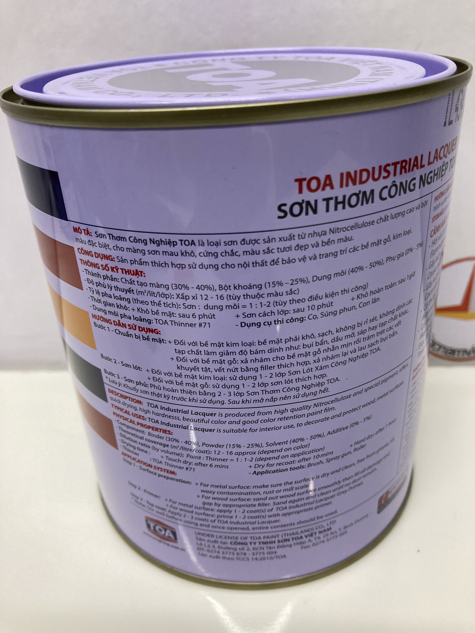 Sơn thơm công nghiệp Toa màu trắng mờ 911 875ML