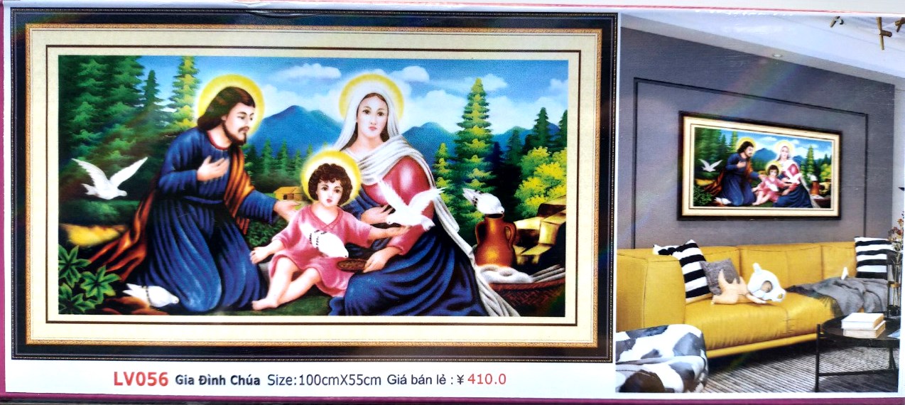 Tranh đính đá gia đình chúa lv056 kích thước 100 x 55 cm