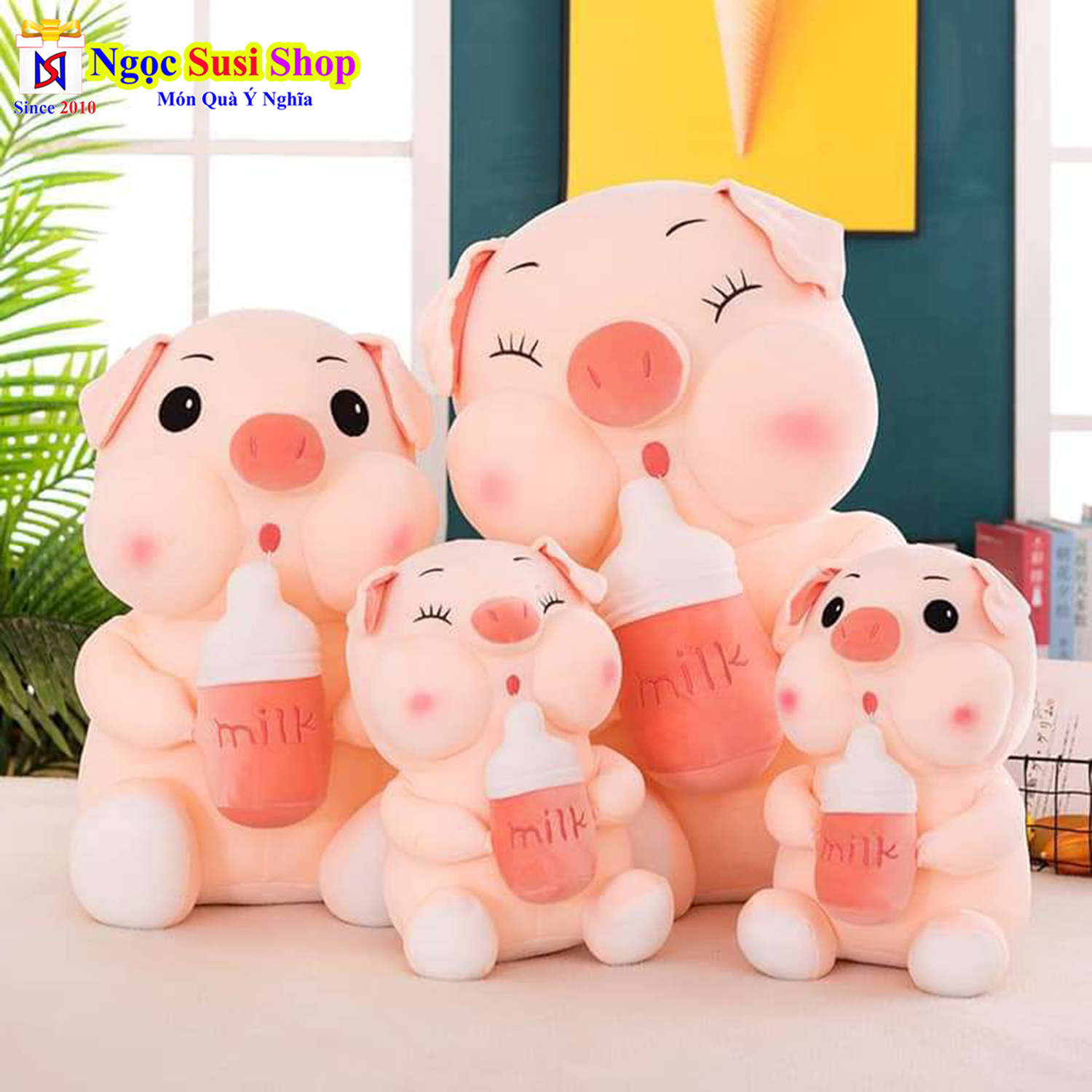 [SIÊU RẺ] GỐI ÔM THÚ BÔNG HEO BÔNG ÔM BÌNH SỮA [ SIÊU MỊN]