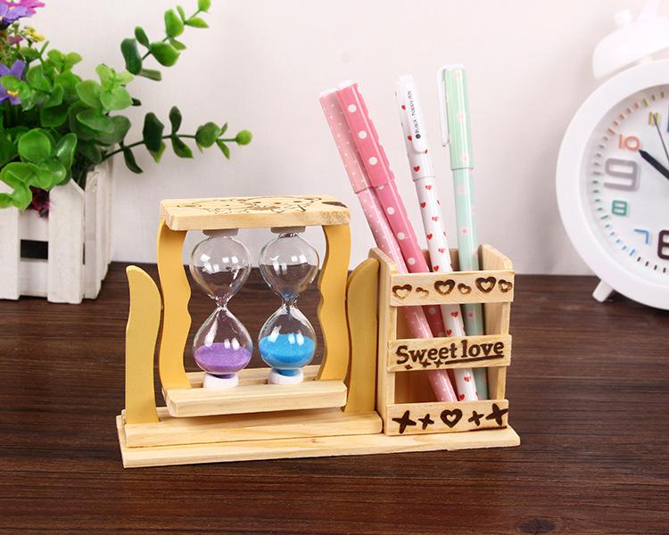 Đồng Hồ Cát Đôi Kèm Khay Hộp Đựng Bút Dễ Thương