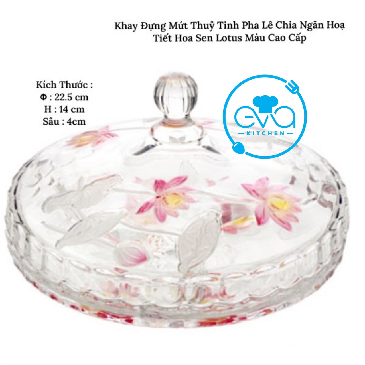 Khay Đựng Mứt Thuỷ Tinh Pha Lê Chia Ngăn Hoạ Tiết Chấm Bi Trắng Cao Cấp / Thố Mứt Tết 520-9 M3169