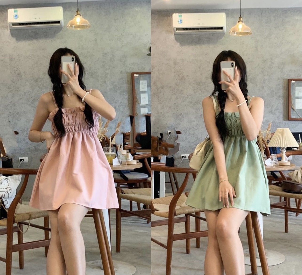 đầm 2 dây nữ - chất đũi xinh xắn T84
