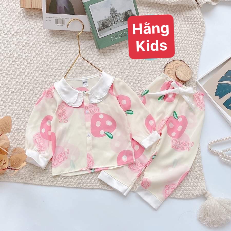 Bộ đồ ngủ Pijama cổ sen cho bé gái vải lụa Mango cao cấp