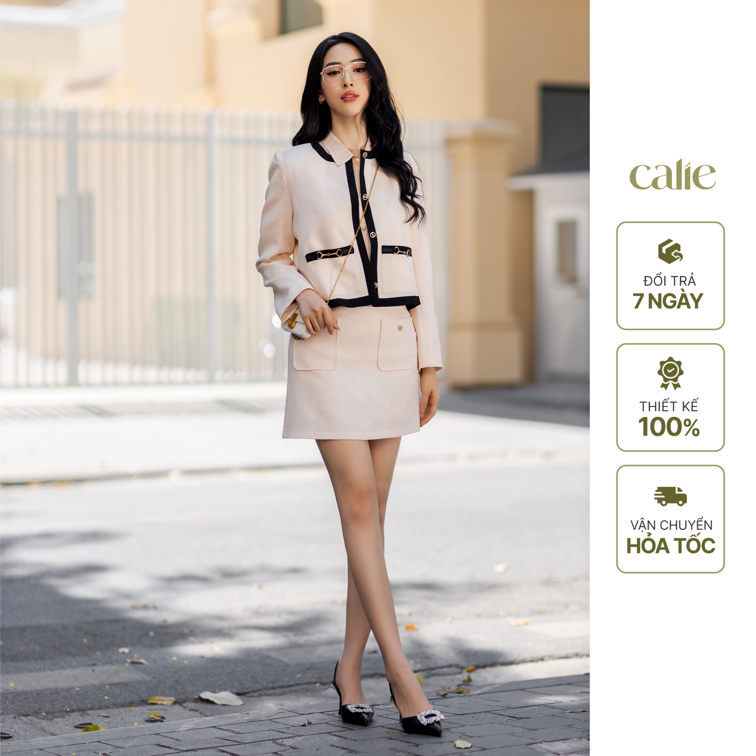 Chân váy dạ tex dáng chữ A tôn dáng Calie CA049