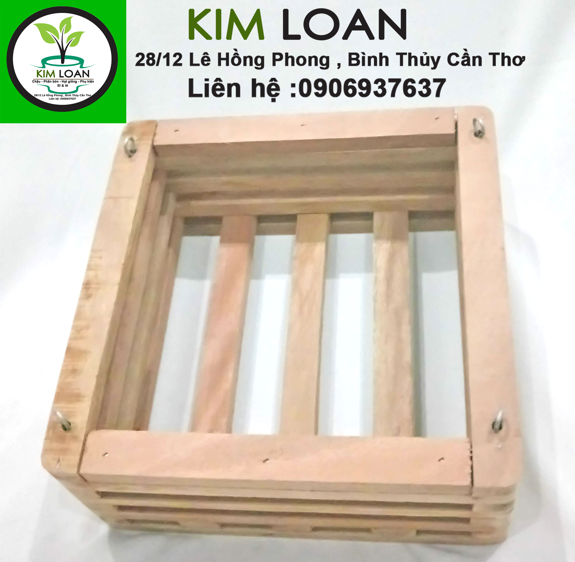 Chậu lan gỗ vuông 20x9cm