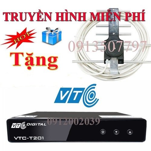 Đầu thu truyền hình số mặt đất DVB T2 VTC T201 tặng anten dây 15M