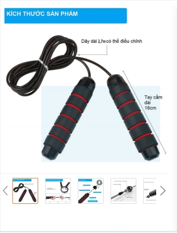 Dây nhảy lõi thép thể lực tập thể dục, thể thao, muay boxing kickboxing 2,7m siêu bền chỉnh được độ dài, bền