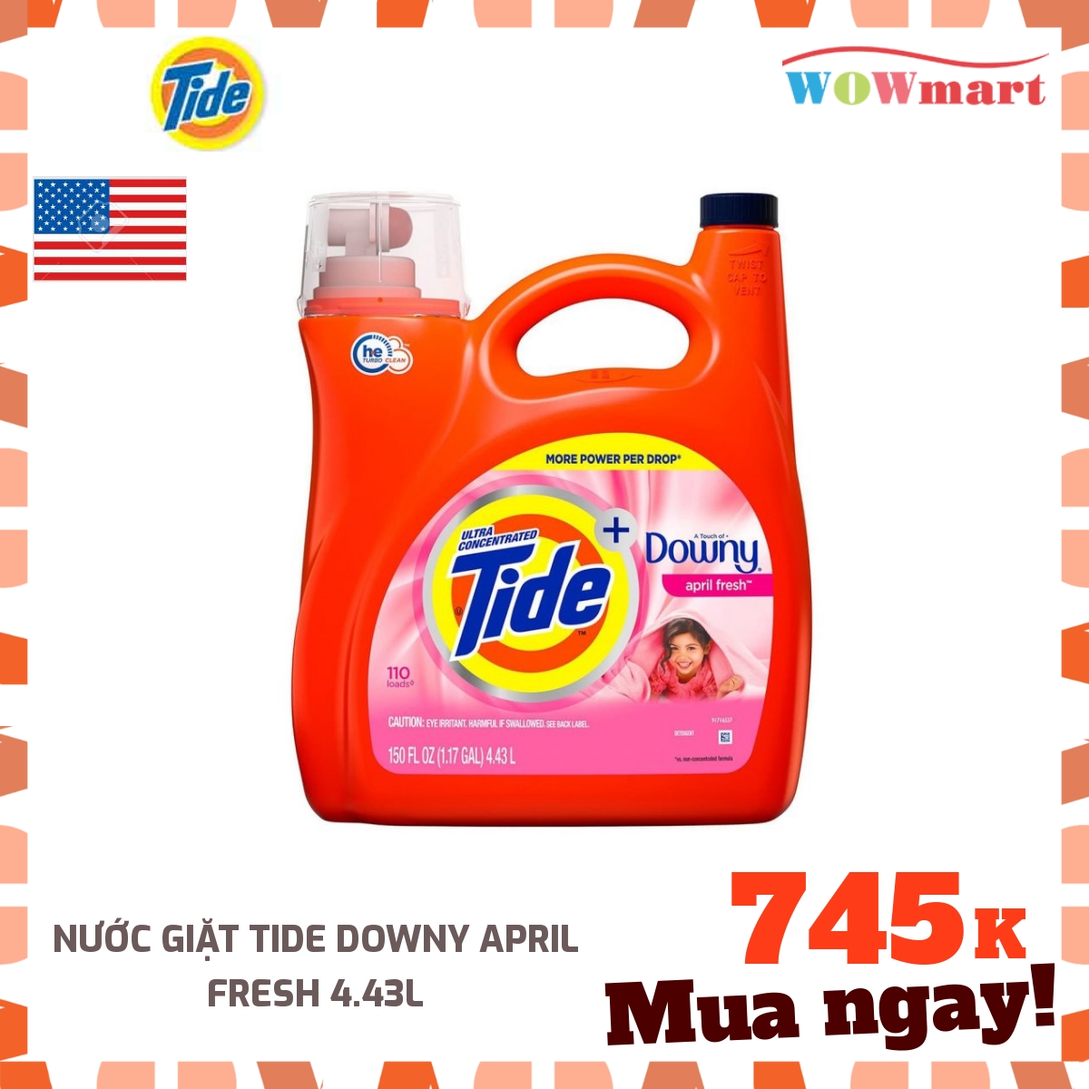 [HCM]Nước giặt Tide Downy April Fresh 4.43L