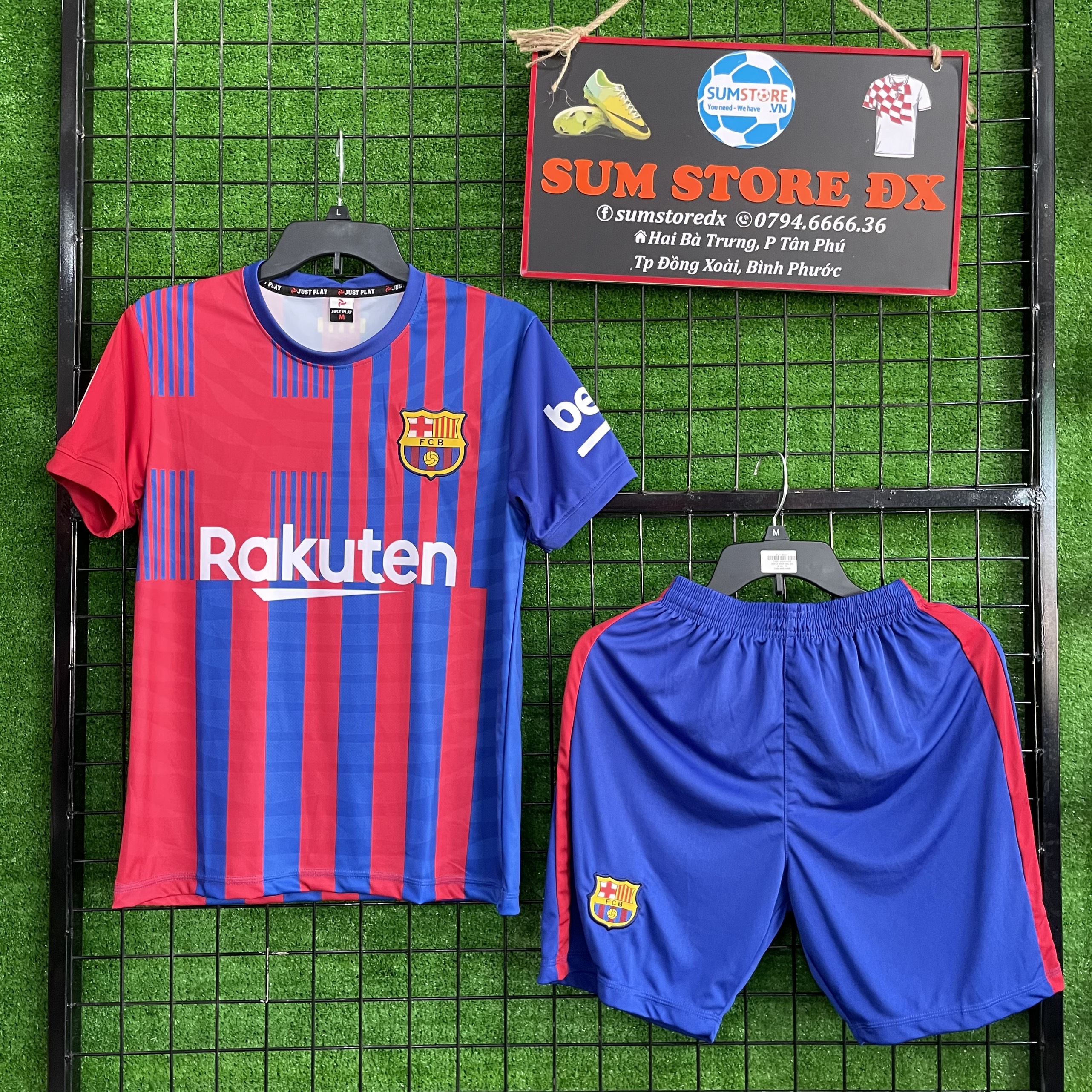 Đồ Đá Banh CLB Barca Xanh Sọc Đỏ JP 21–Áo Bóng Đá, Đồ Thể Thao Nam Nữ Mẫu Mới 2021