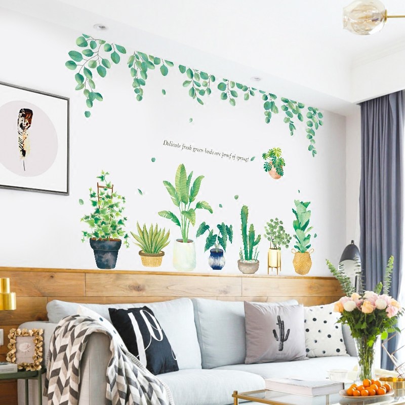 Decal dán tường Chậu Cây Cảnh Chỉ Cần Bóc Và Dán trên bất kì bề mặt nào