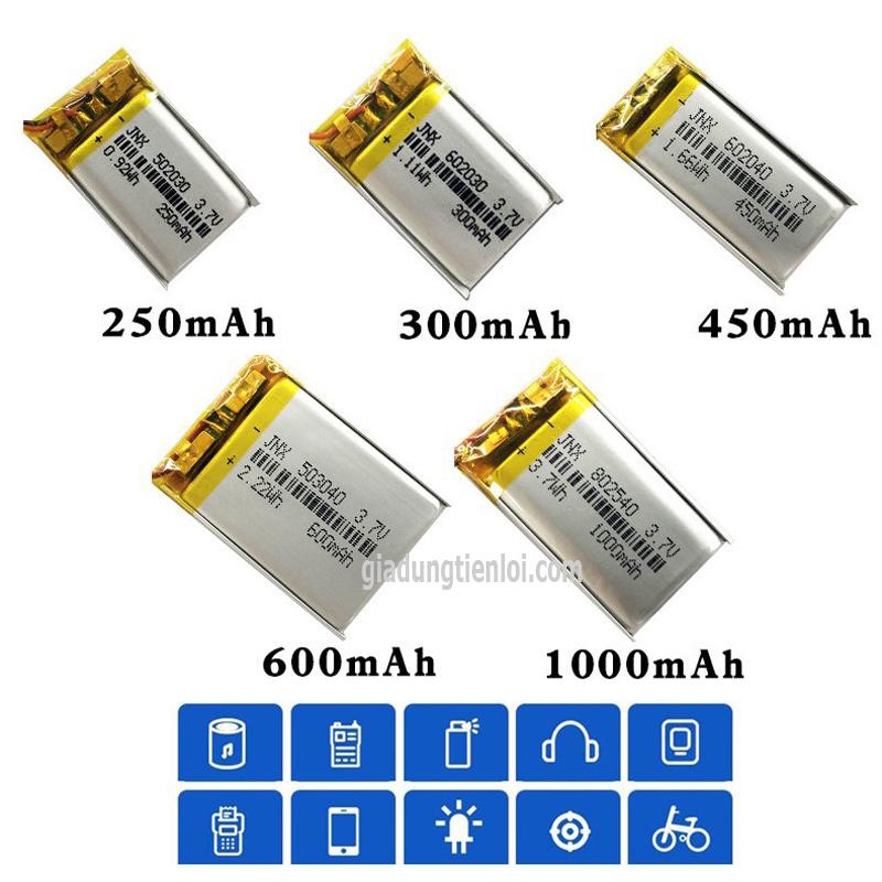 Pin sạc Lipo Polymer - Pin Lithium 3.7V (có mạch bảo vệ sạc)