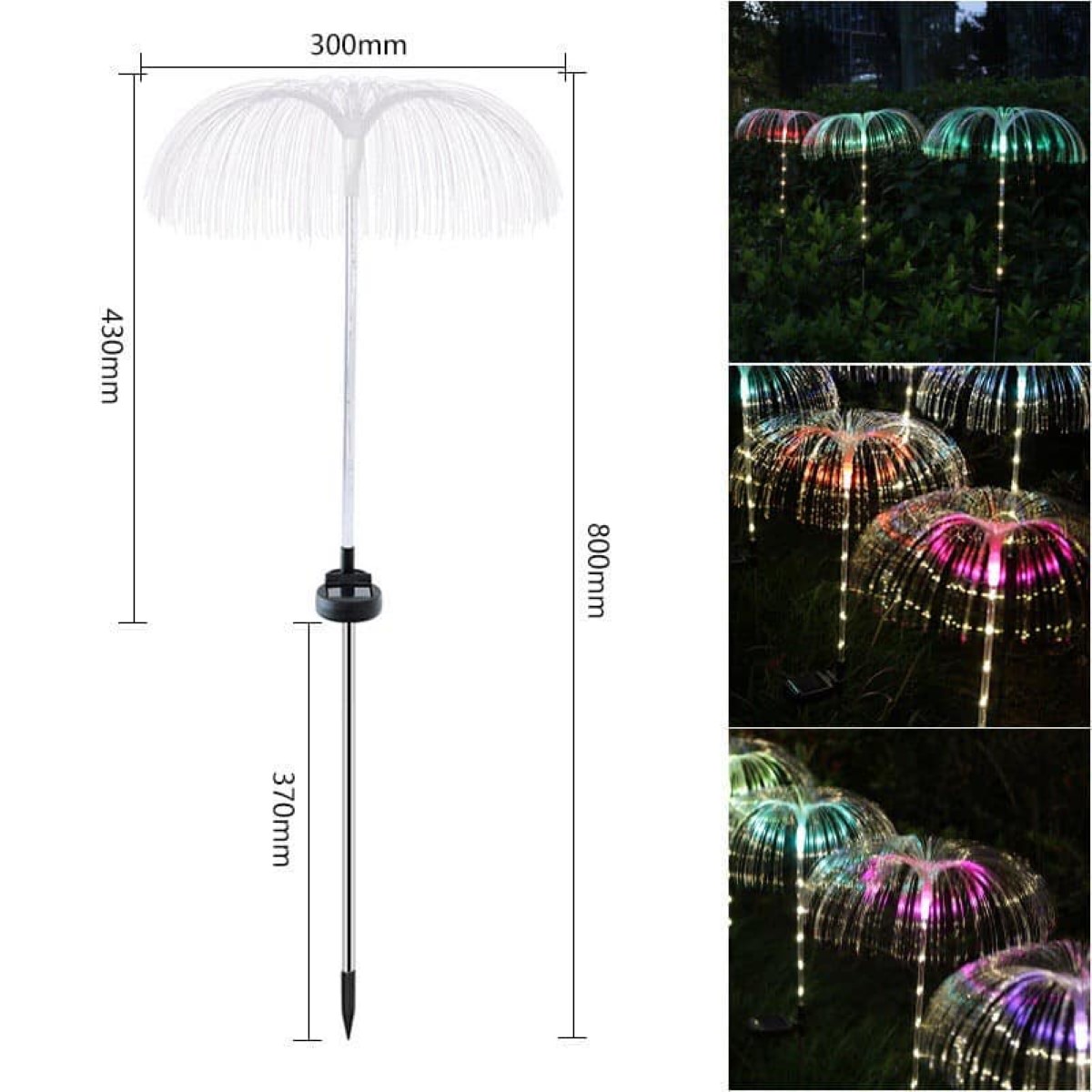 Đèn sứa sợi năng lượng mặt trời, Đèn pha hoa Jellyfish, Không thấm nước khí quyển đầy màu sắc 7 màu