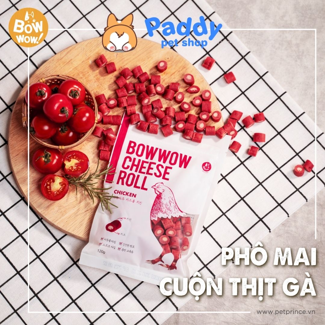 Bánh Thưởng Cho Chó Phô Mai Cuộn Gà Bowwow Cheese Roll 120g