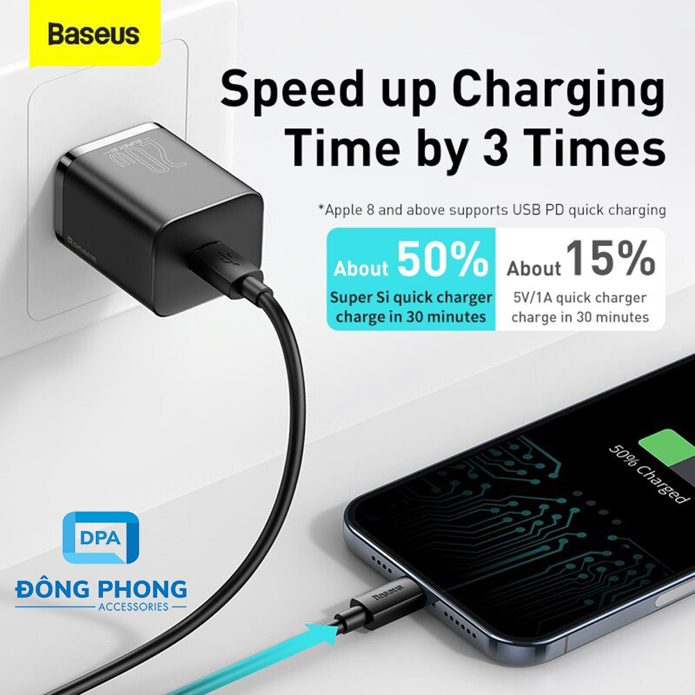 Củ Sạc Nhanh Baseus PD 20W Super Si Chính Hãng