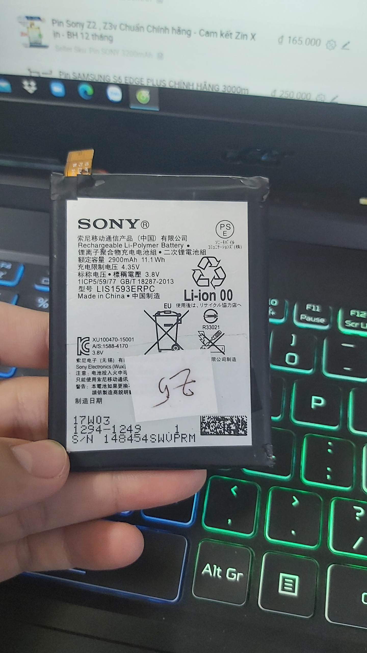 Pin SONY XPERIA Z5 Chuẩn Zin Xịn   - Cam kết Zin máy