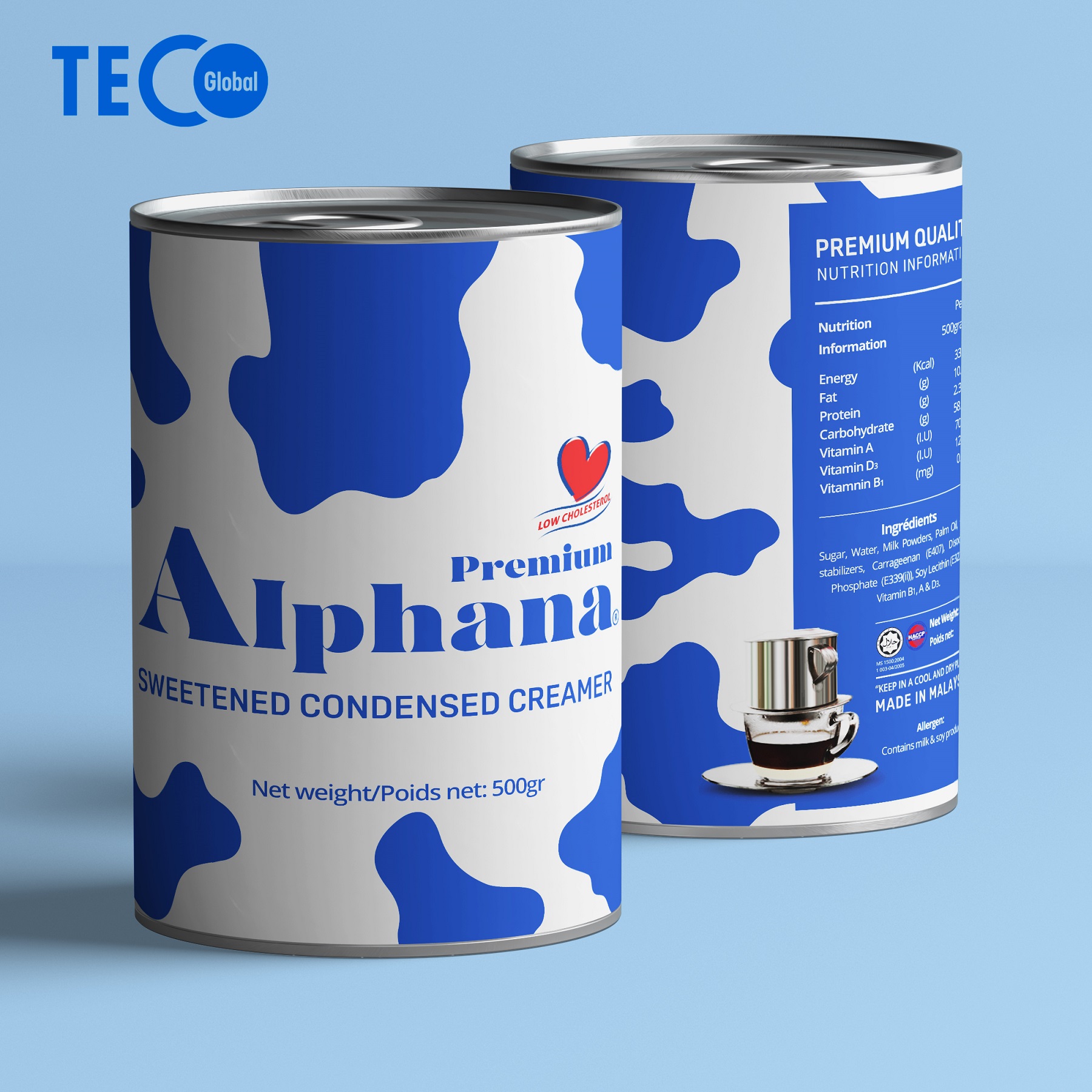 Combo 5 Lon Sữa Đặc Có Đường Creamer Premium Alphana nhập khẩu Malaysia