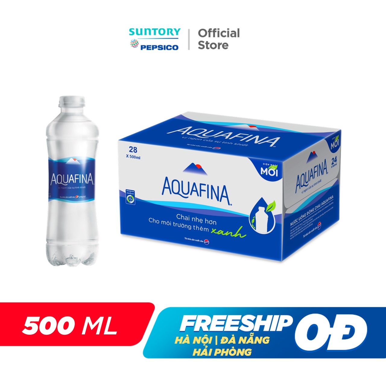 [SALE 15.6] Thùng 28 Chai Nước tinh khiết Aquafina (500ml/chai)