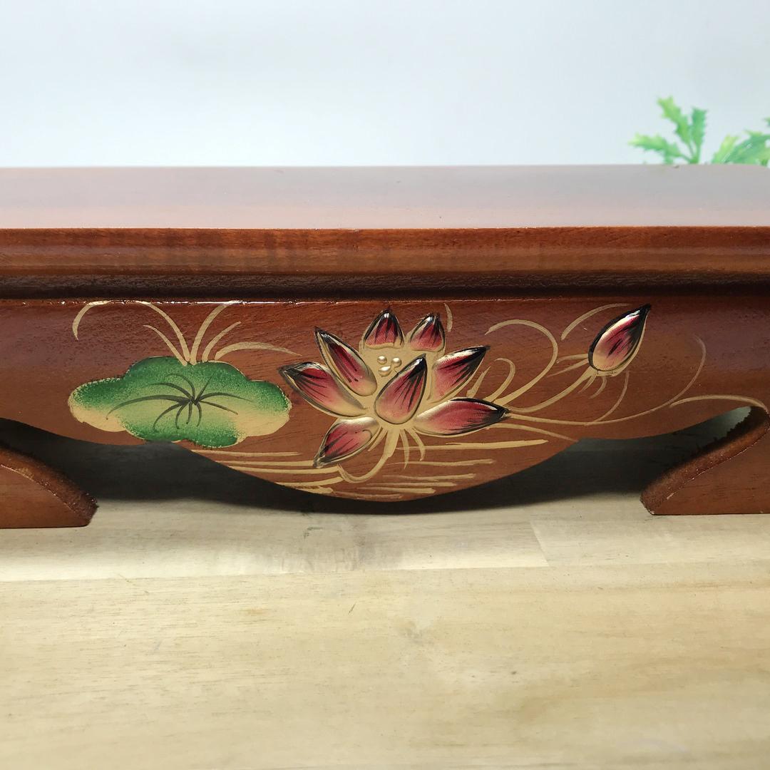 Đôn gỗ dài khắc hoa sen nổi đặt tượng thờ-Nhiều cỡ