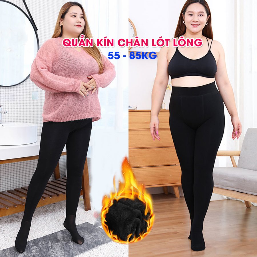 Quần tất lót lông 40-80KG, Quần giữ nhiệt nữ co giãn 4 chiều