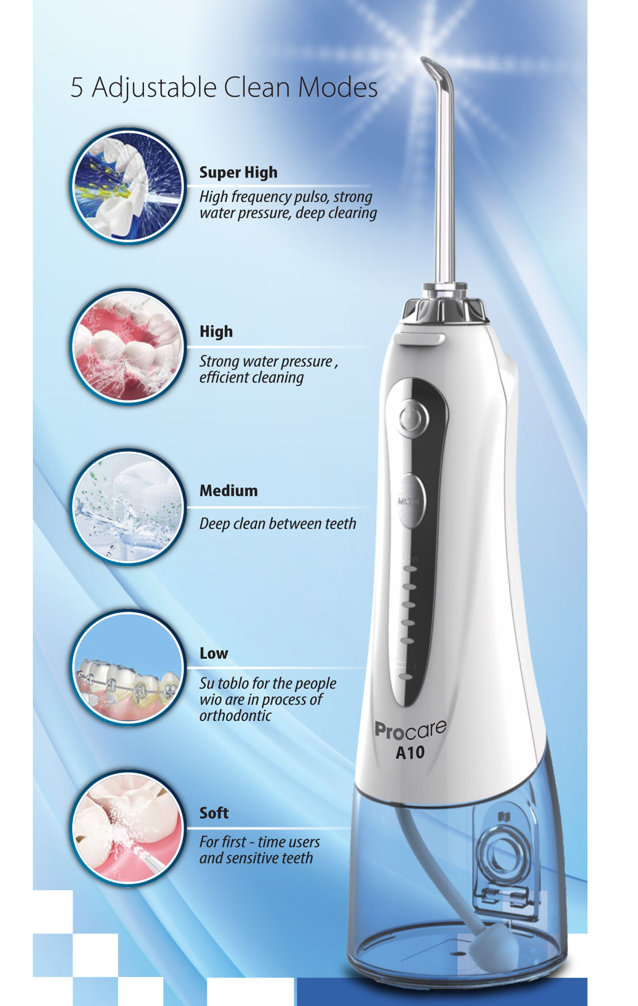 Máy tăm nước procare A10