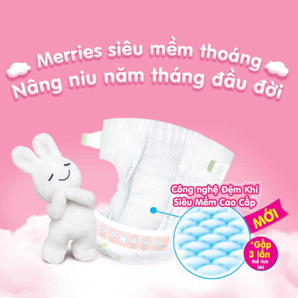 Bỉm tã dán Merries size Newborn 90 miếng (dưới 5kg)