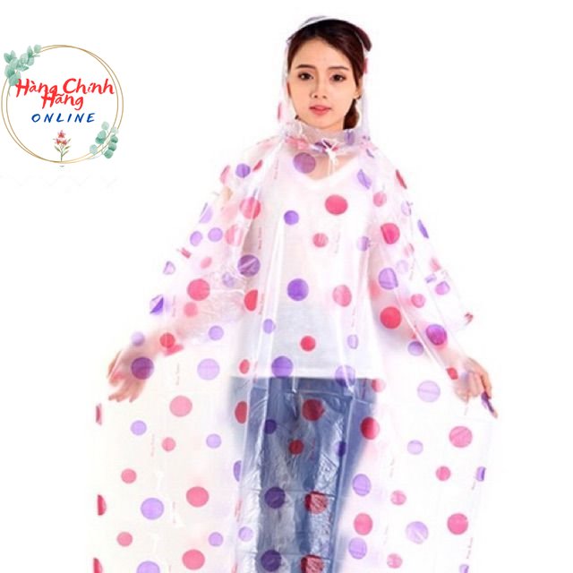 Áo mưa nhựa dẻo cánh dơi - Chấm Bi tròn