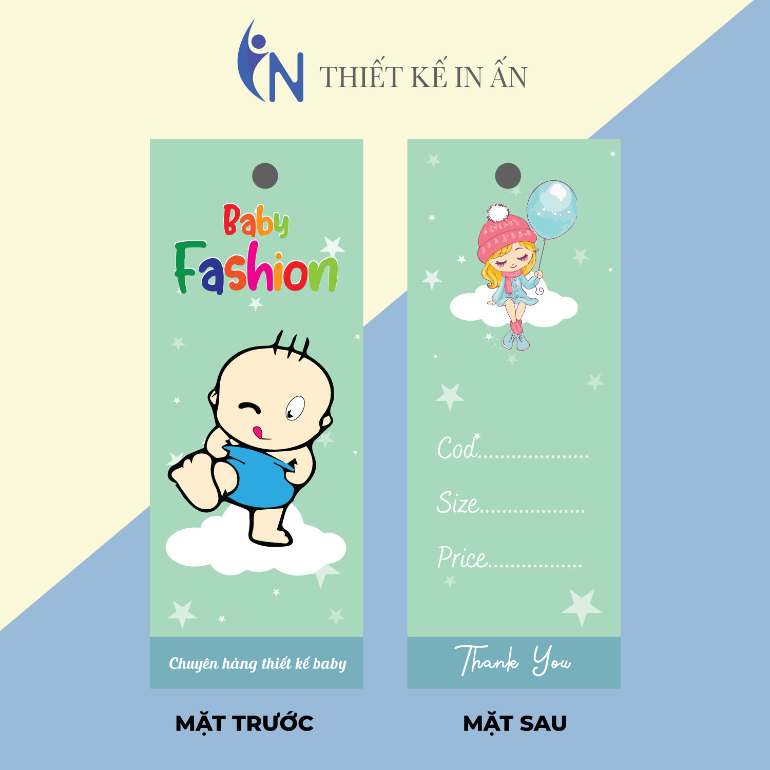 [HCM]Mác quần áo Tag nhãn quần áo  IN GIÁ RẺ cho shop bán hàng quần áo thời trang bìa cứng cán màng chất lượng cao - Gói 100 bộ