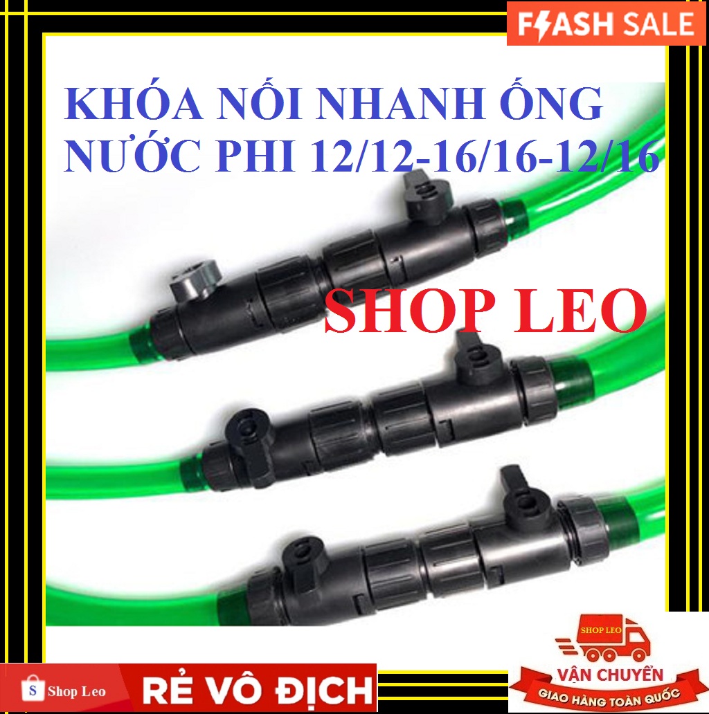 Khóa nối nhanh Phi 16/16- Double Tap - cút nối nhanh - khóa đôi nối ống máy lọc - khóa nối nhanh ống nước máy lọc- ShopLeo