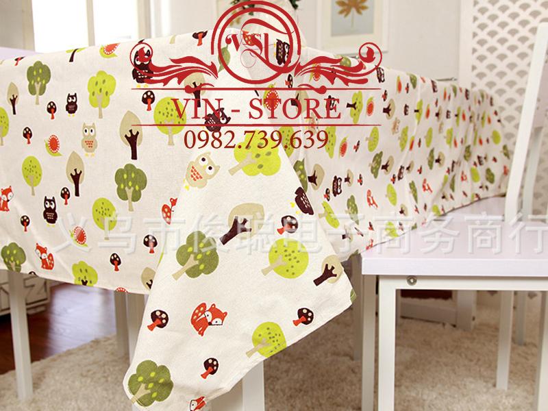 140x180cm KB016 Khăn trải bàn Cây Xanh Lá Cây Vinstore Homedecor khăn trải bàn đẹp khăn ăn khăn bàn tablecolths tableware flower canvas vintage tea dining table cafe fabric linen cotton