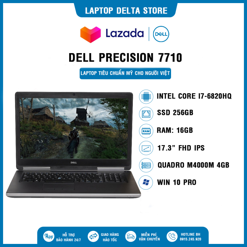 Laptop Cũ Chuyên Đồ Họa [HÀNG USA NHẬP NGUYÊN BẢN] Dell Precision 7710 Core i7-6820HQ | RAM 16GB | 256 SSD | NVIDIA Quadro M4000M | 17.3 FHD IPS, Win 10 Pro, Cam kết sản phẩm đúng mô tả, Chất lượng đảm bảo, Bảo hành đầy đủ
