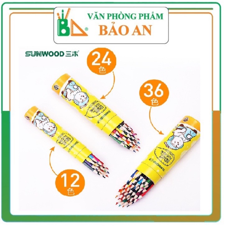 Bút Chì Màu 12 Màu Sunwood X5795-12 - Văn phòng phẩm Bảo An