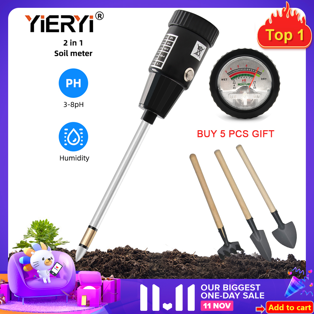 yieryi new Soil pH Moisture Meter Tester Hydroponics Analyzer Plants Humidity Soil Detector 3-8 pH 1-8 Moisture