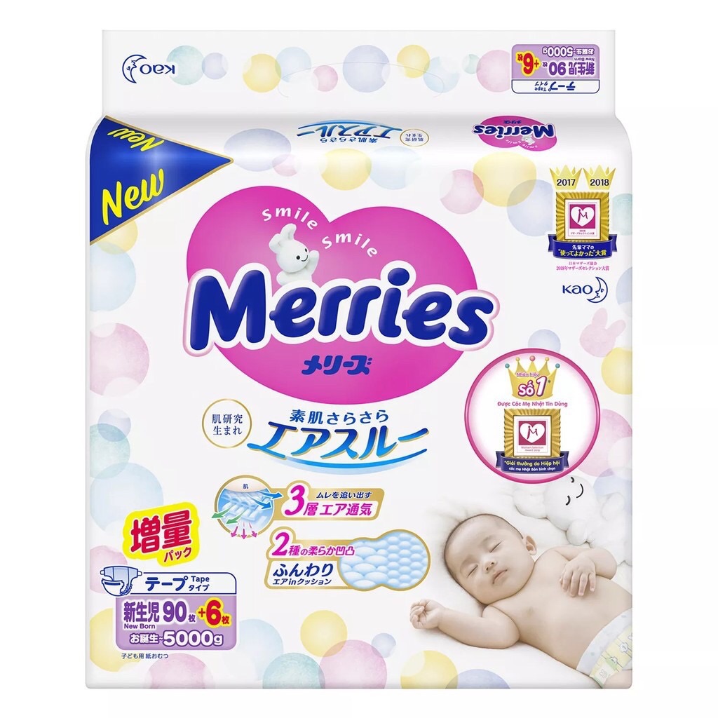 Bỉm merries nội địa nhật hàng cộng miếng