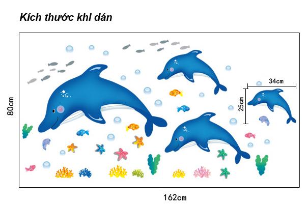 Decal dán tường Cá heo xanh- T137-kiddecals