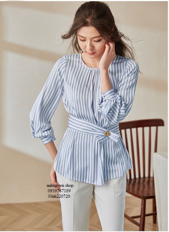 nh220720-ÁO SƠ MI SỌC THẮT EO