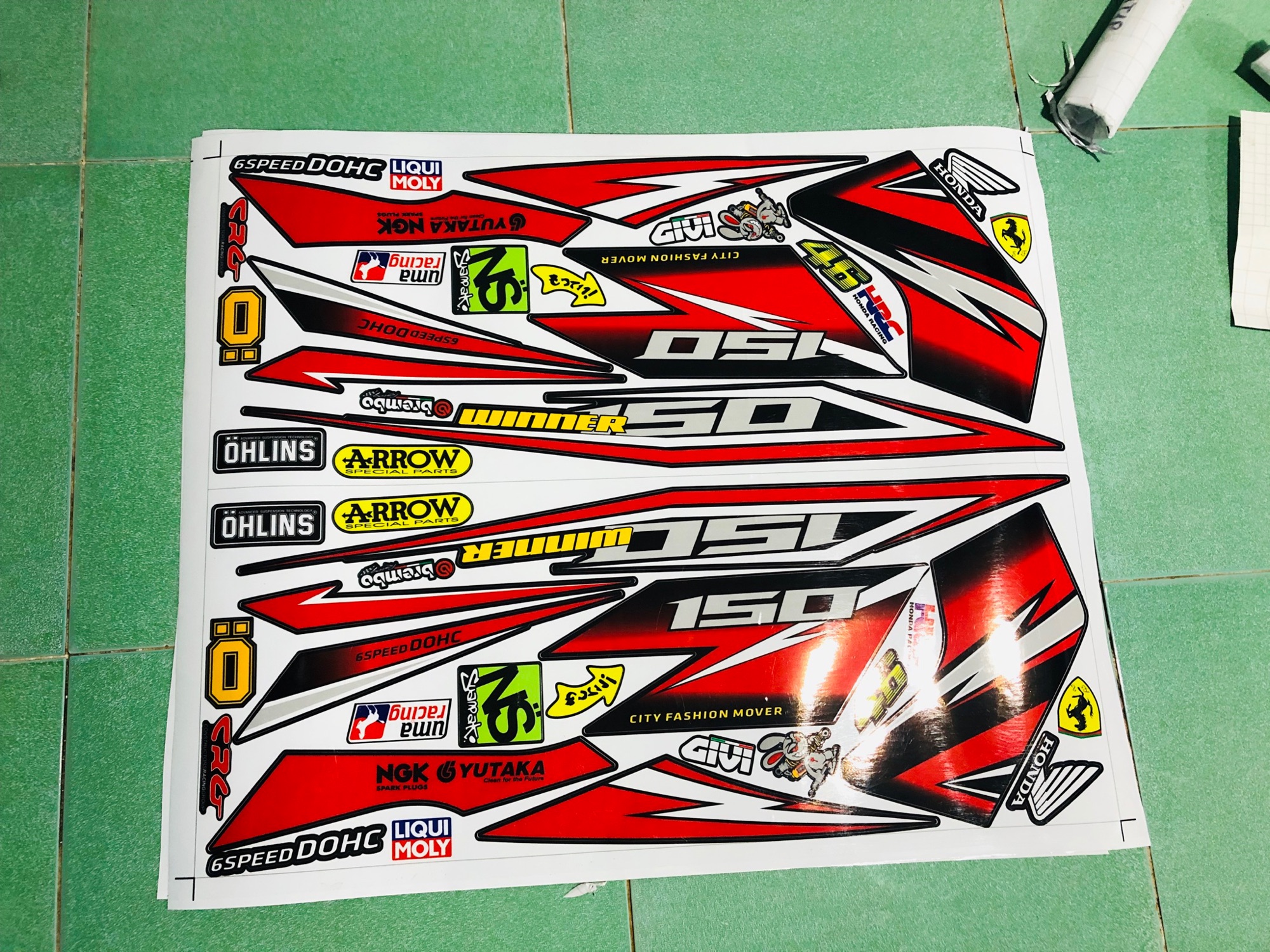 Tem rời honda winner 150 đỏ đen y hình 100%