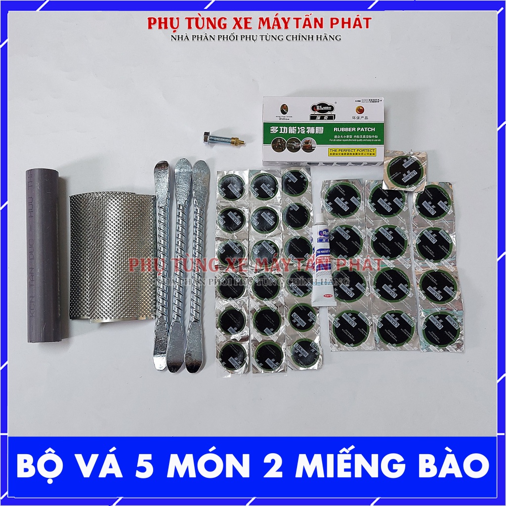 Bộ Vá Ruột - Săm Xe Máy Xe Đạp 5 Món (Miếng Vá Tròn)