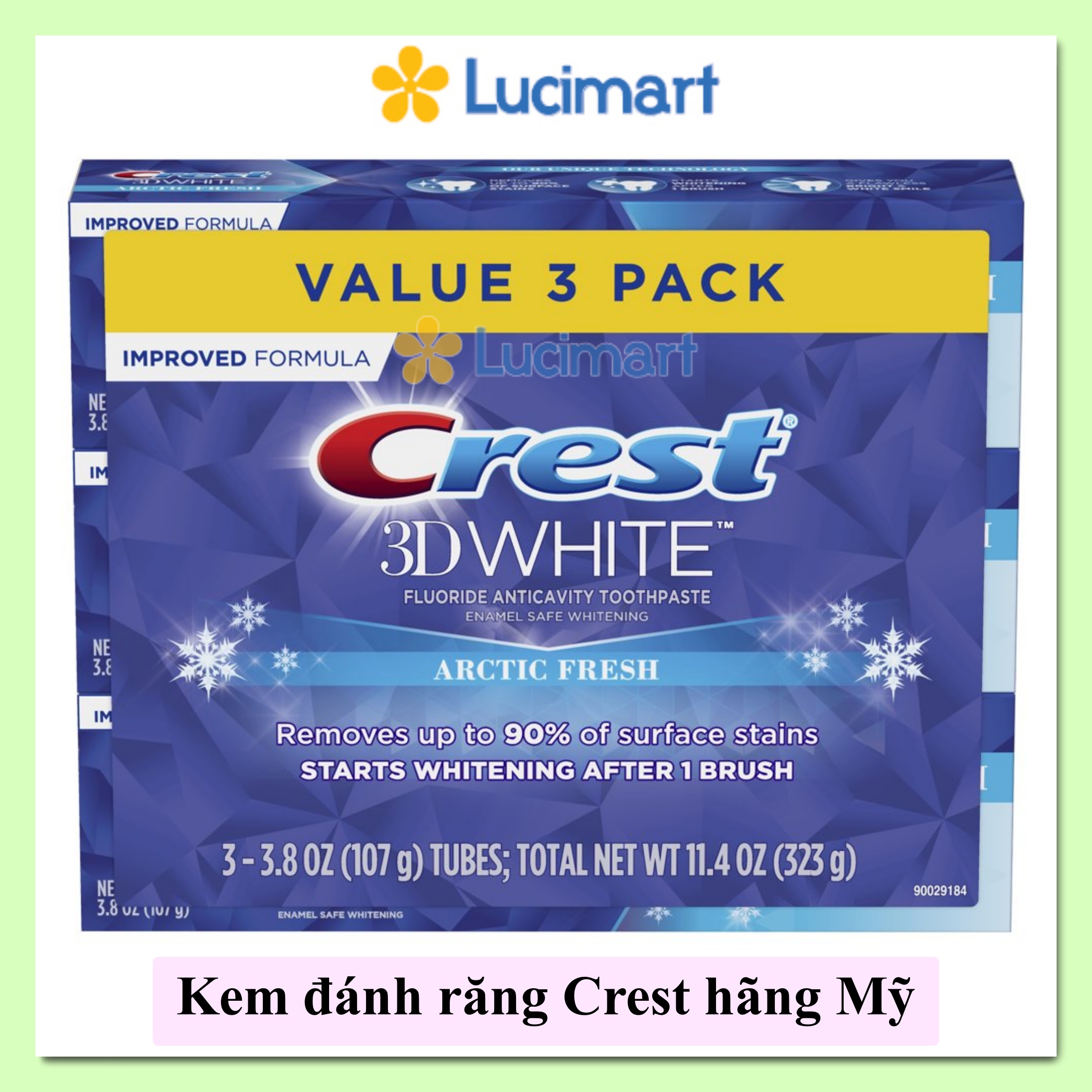 [HCM]Kem đánh răng Crest 3D White Arctic Fresh hương Arctic Fresh [Hàng Mỹ]
