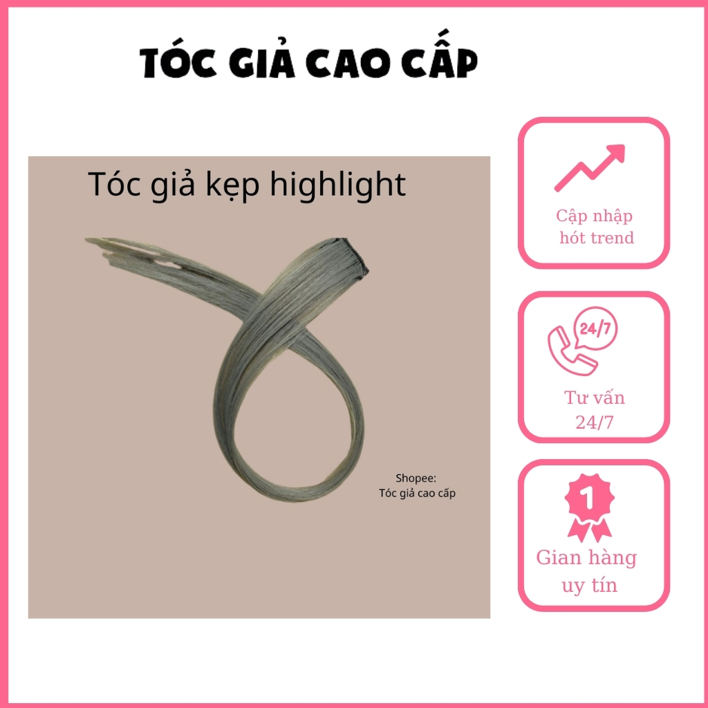 Tóc giả kẹp highlight 1 kẹp, dài 55cm