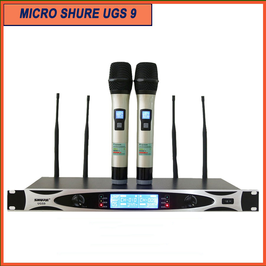 [HCM] Micro Karaoke Không Dây Shure UGS9 4 Anten Chống Hú, Chống Rè Cực Tốt, Bắt Sóng Cực Mạnh, Âm Thanh Tự Nhiên Và Chân Thực Cho Bạn Giọng Ca Trong Trẻo Khả Năng Chống Hú Rít Tuyệt Vời Khi Hát Karaoke Với Micro Shure UGS