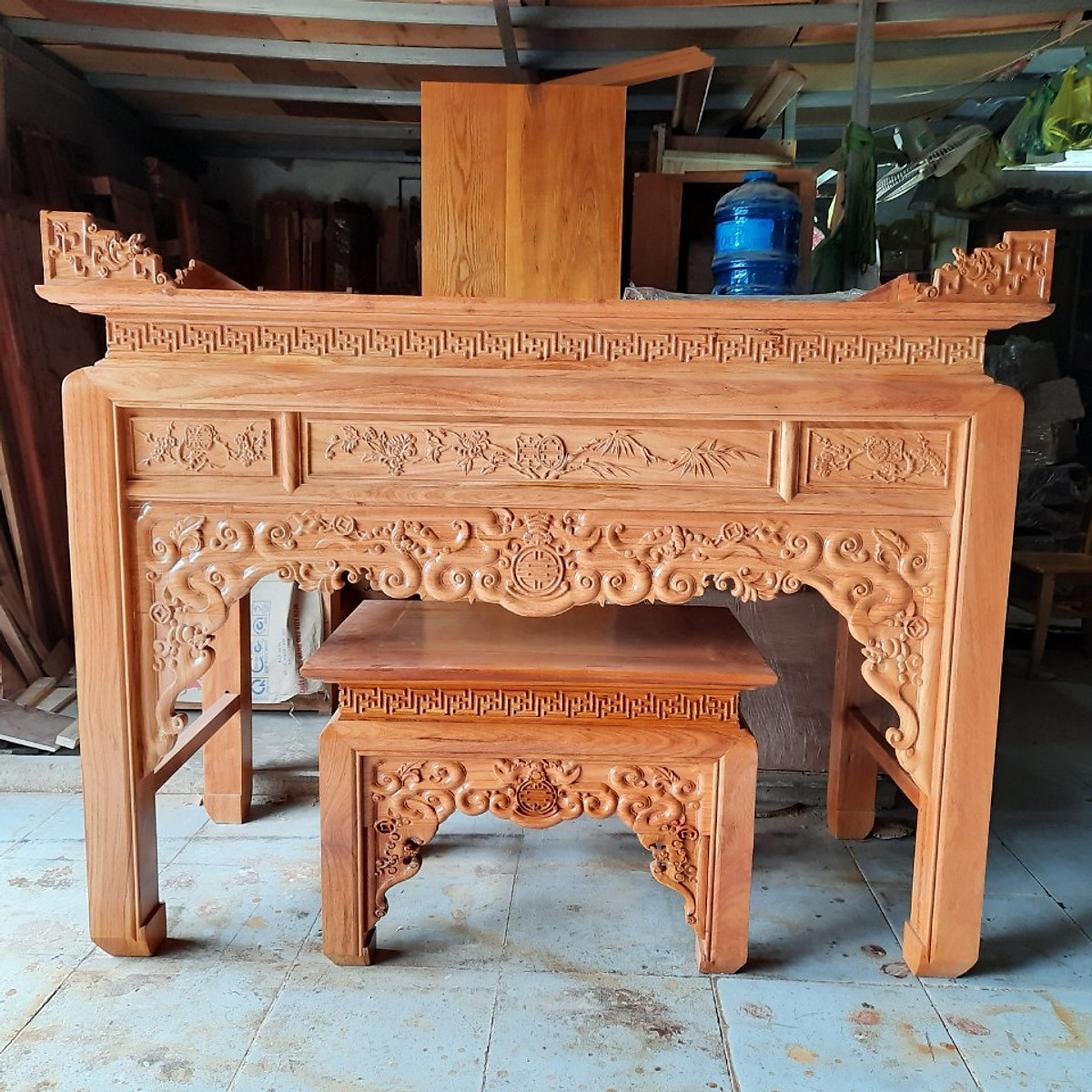 [Trả góp 0%] ÁN THỜ - BÀN THỜ GỖ GÕ ĐỎ DÀI 1M76