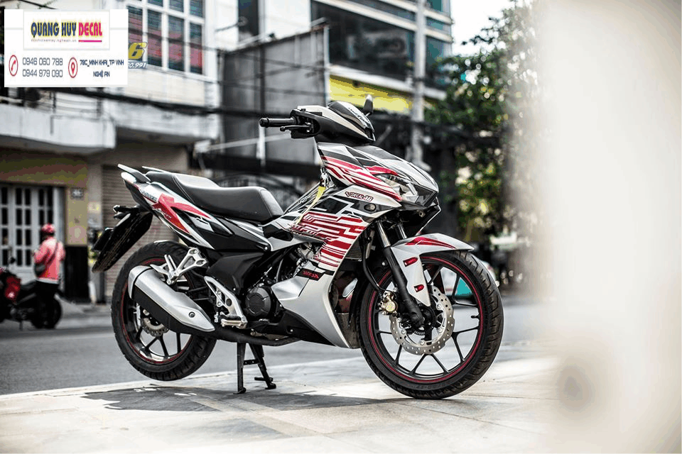 Tem trùm xe winner X bạc chỉ đỏ  mẫu mới  -  Tem dán xe máy winner X bạc chỉ đỏ thiết kế theo yếu cầu- tem xe winner X bạc chỉ đỏ chất đẹp rẻ