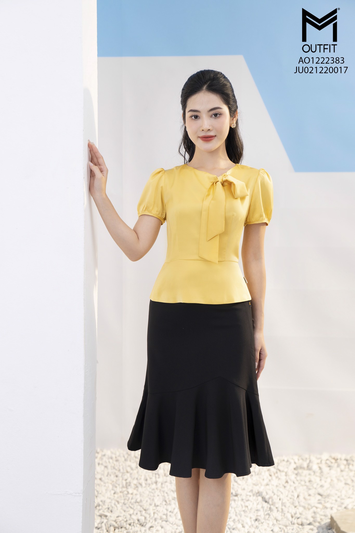 Áo sơ mi cổ buộc nơ cao cấp Mmoutfit