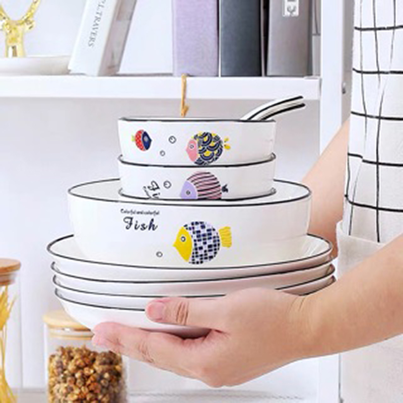 Bộ bát đĩa sứ 18 món FISH COLOR cao cấp - VS265
