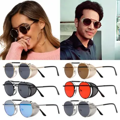 CBT Retro UV400 Protection Side Protection Round Sunglasses for Men Eyewear Steampunk Sunglasses Goggles