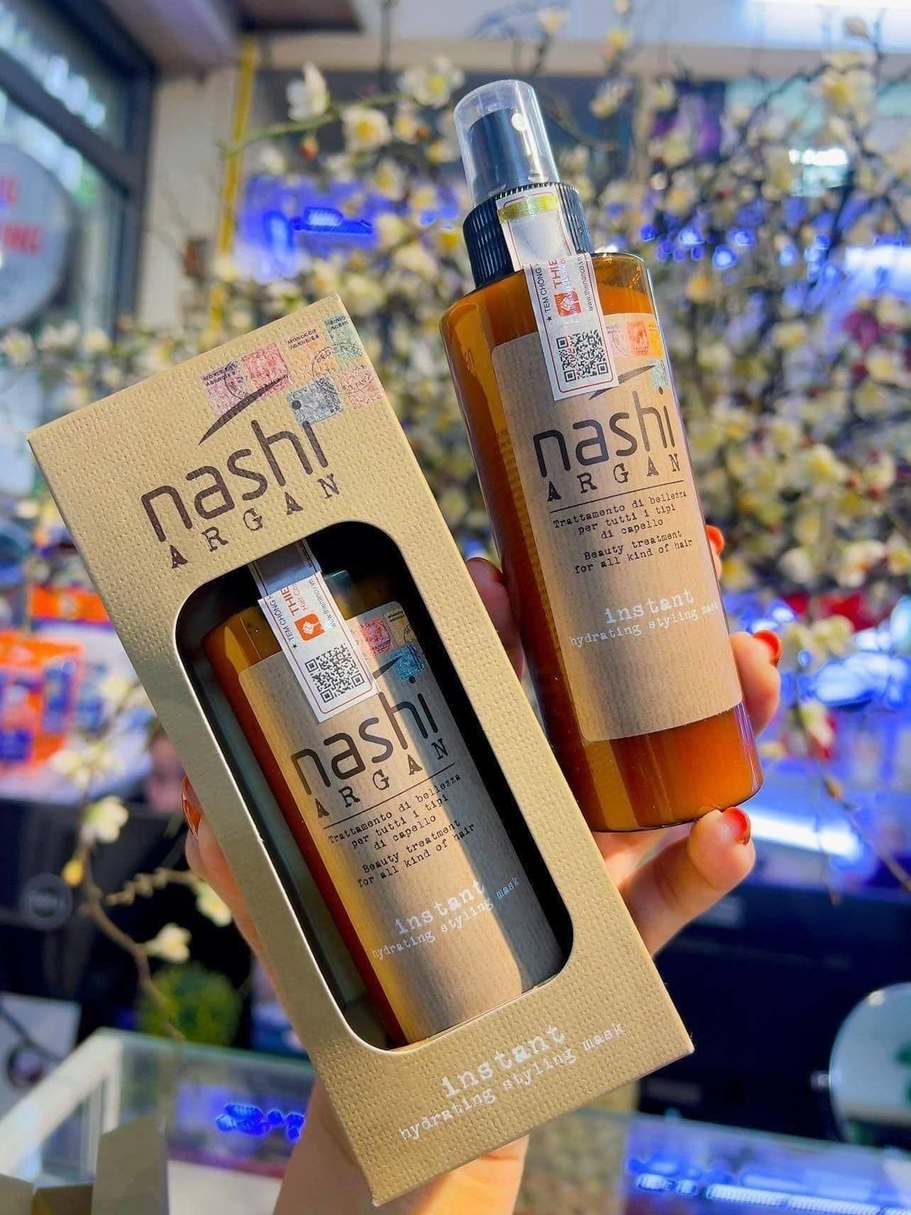 XỊT DƯỠNG XẢ KHÔ DƯỠNG ẨM  PHỒNG TÓC NASHI ARGAN INDTANT MASK STYLING ITALIA 150ML