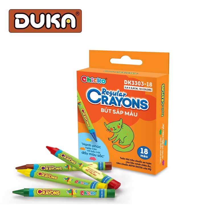 Bút Sáp Màu DUKA: Regular Crayons 18 - 24 Màu