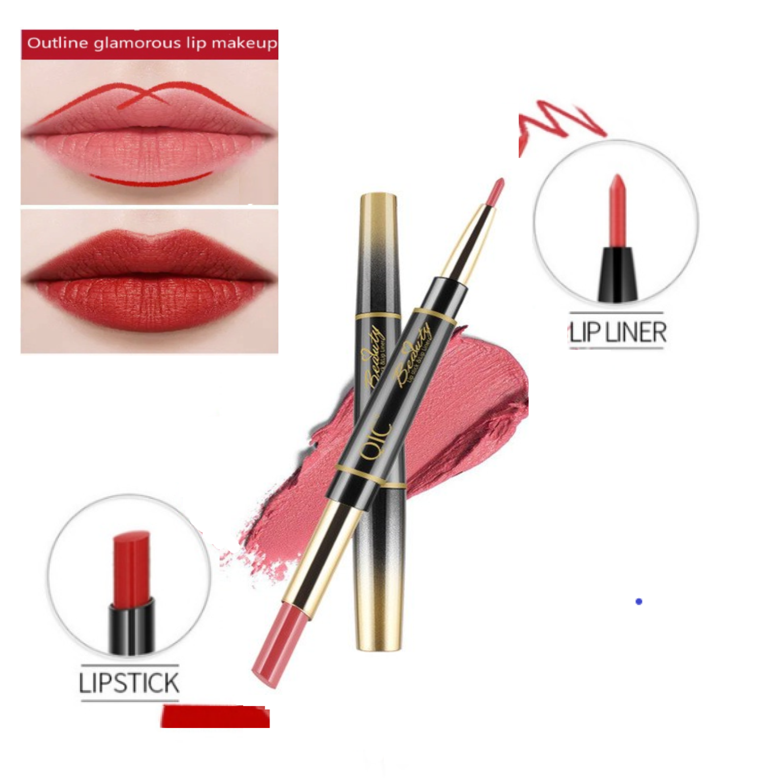 Thỏi son trang điểm môi kèm đầu chì kẻ viền môi 2in1