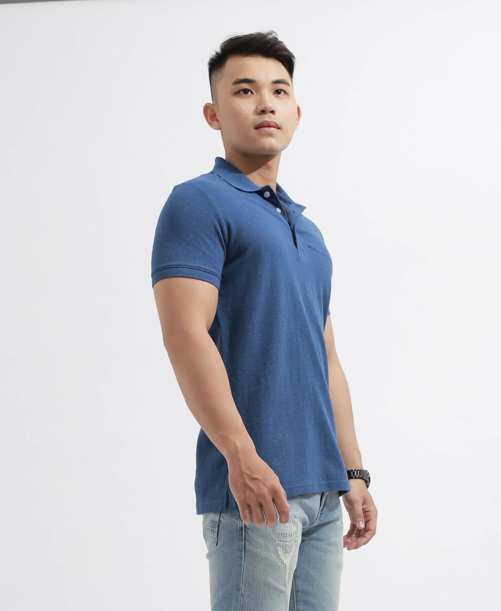 "Polo Thêu Màu Xanh Biển M6 "